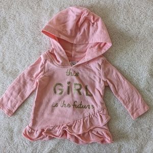 Carter's Infant Pink 'This Girl is the Future' Hoodie Long Sleeve Shirt.  6M